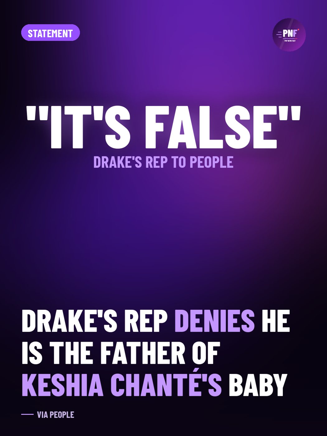 PopNewsFast graphic: Drake's rep denies he is the father of Keshia Chanté's baby